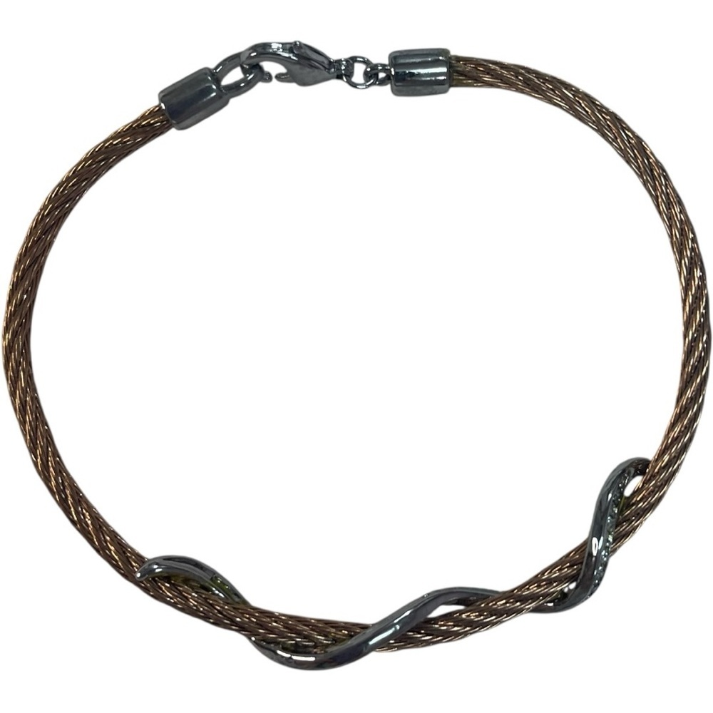 Cable Bracelet with Twist Design Rose Gold Silver
